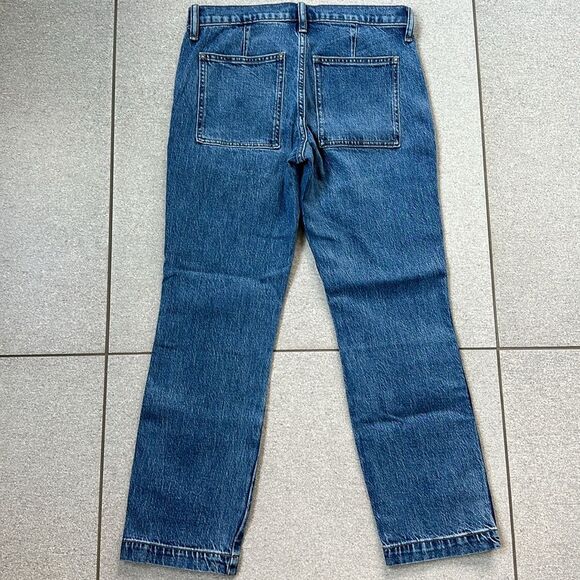 NWT J. Crew Patch Pocket Straight Leg Mid-rise Cropped Denim Blue Jeans Sz 0/25 - Picture 5 of 13